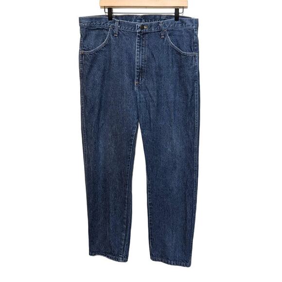 Vintage Rustler Jeans Mens 38x32 Blue Relaxed Straight American Dark Wash Denim - Picture 1 of 8